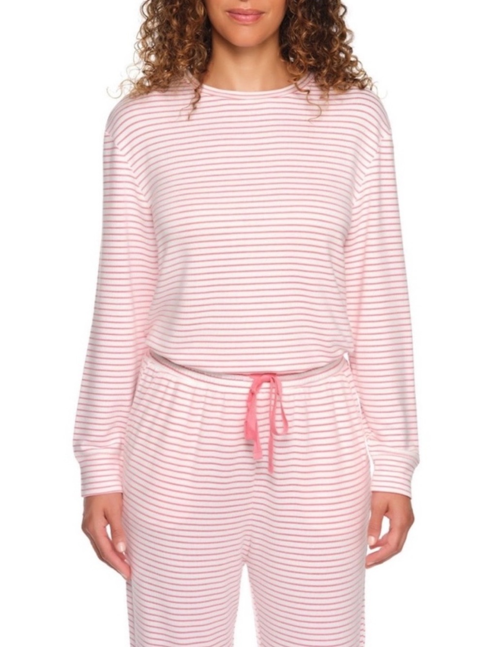 Women's Pink Striped Long Sleeve Pajama Set - Picture 4 of 7